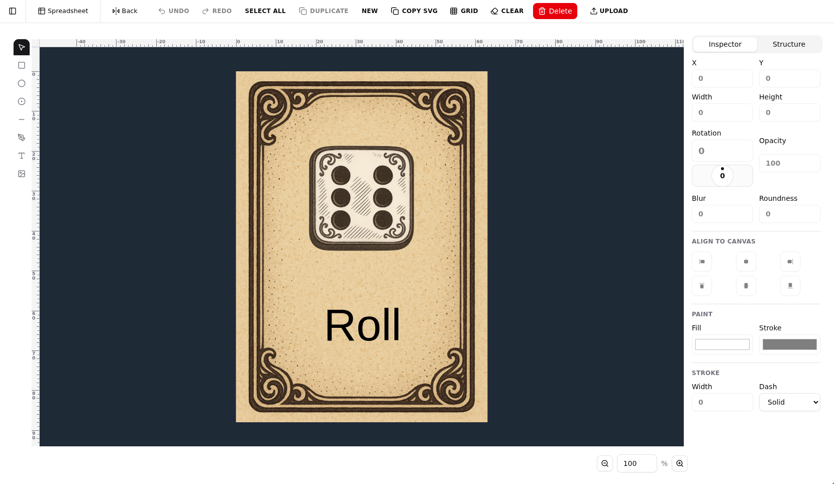 Screenshot of designing cards in Digitable