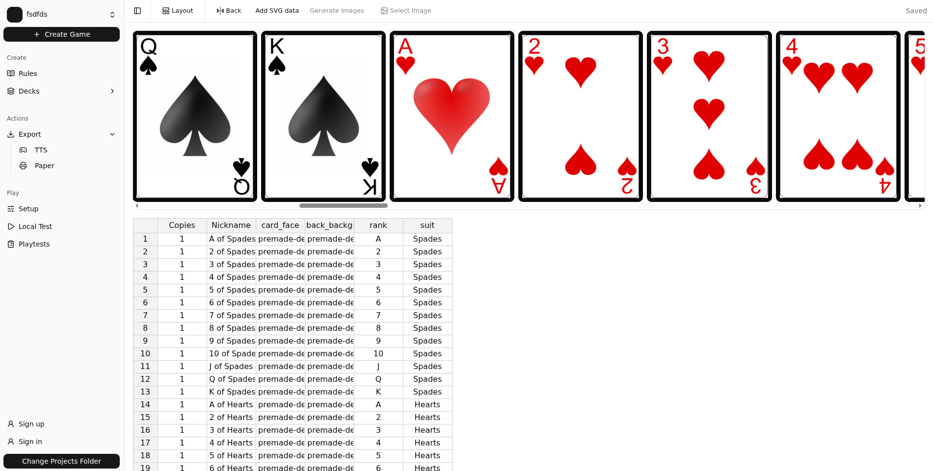 Screenshot of the Digitable editor
